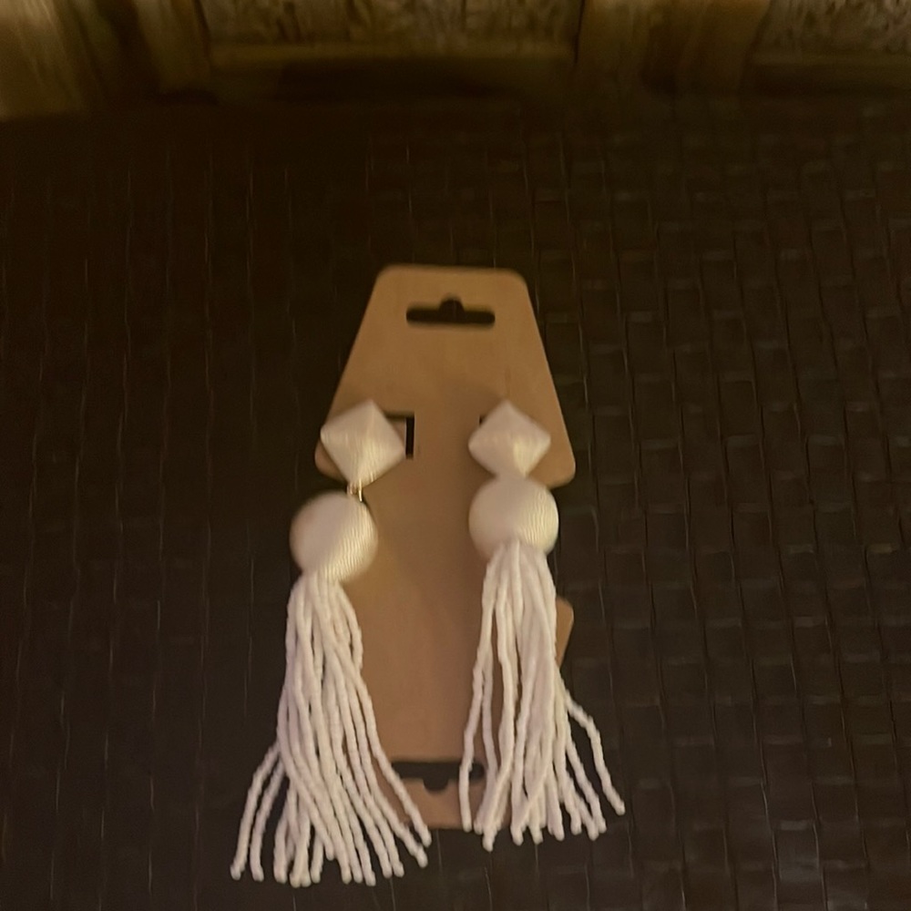 White BaubleBar earrings. Worn once. Good condition